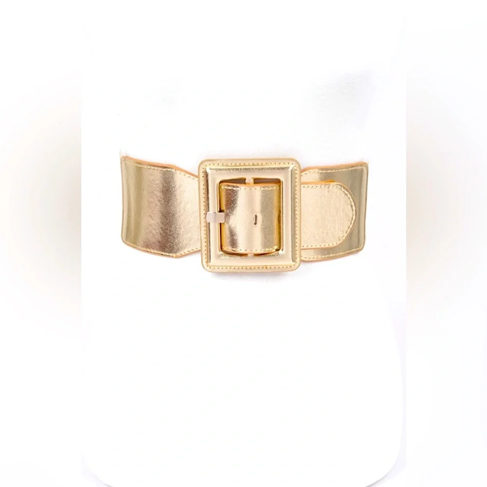 Satin Metallic Elastic Waist Statement Belt